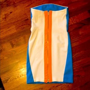 Zara blue/orange/ cream mini dress S
